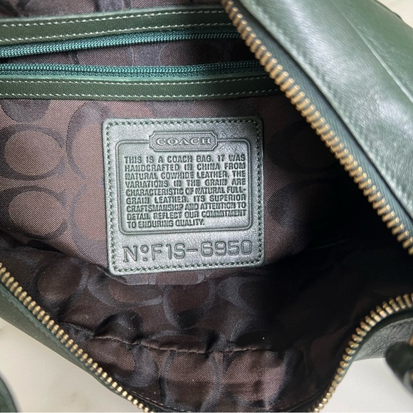 COACH Vintage Y2K Amanda Hobo 6950 Green Leather Brass Shoulder Bag - Picture 16 of 16